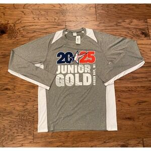 Sport-Tek 2025 Junior Gold Green Bay WI Long Sleeve Performance Shirt Grey Sz Md